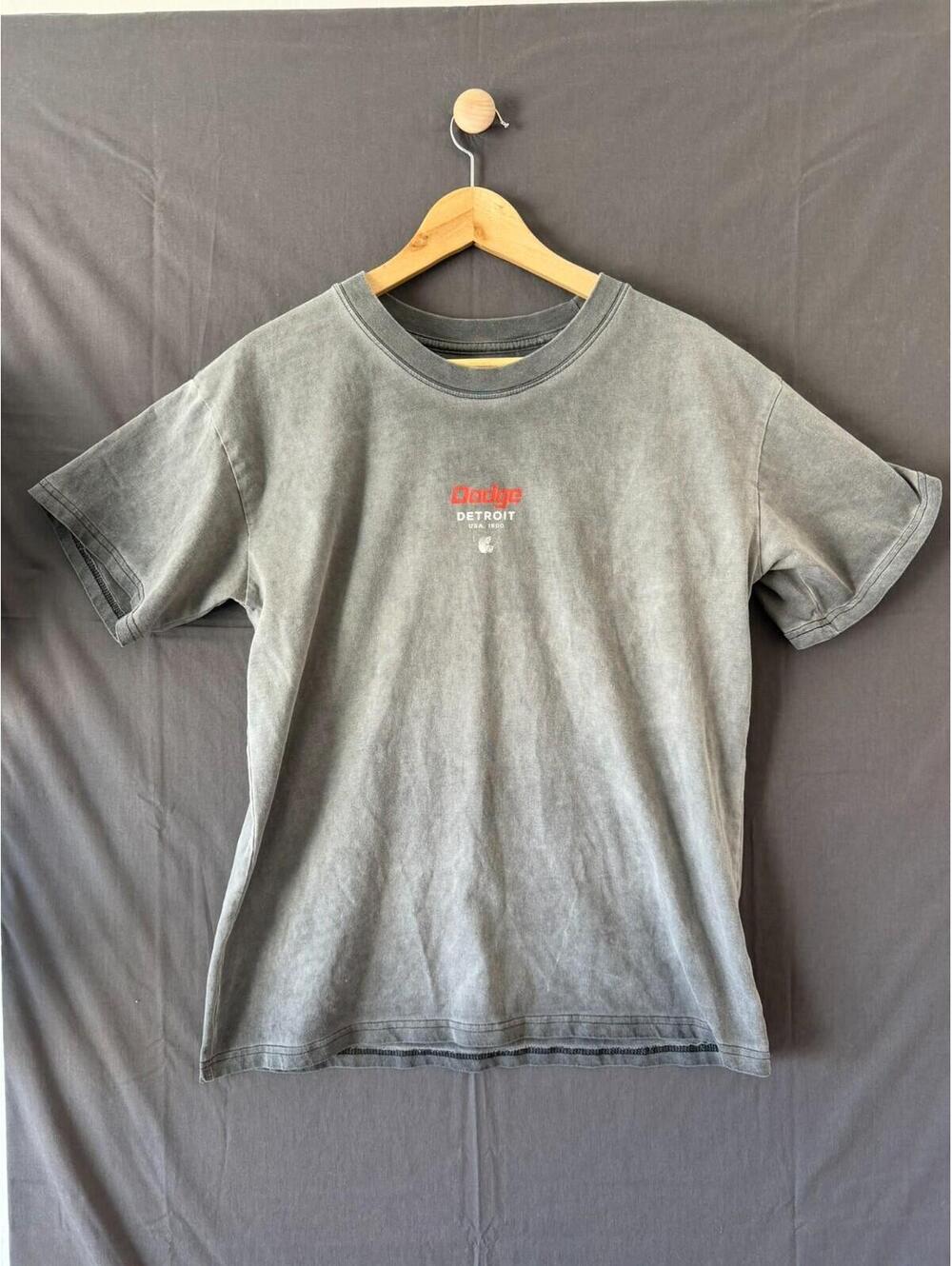 Dodge x Reason Challenger Graphic T Shirt Mens M Gray Acid Wash Distressed Colla